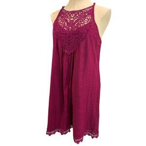 Large Xhilaration Womens Raspberry Stretch Lace Lined Shift Dress Sleeveless